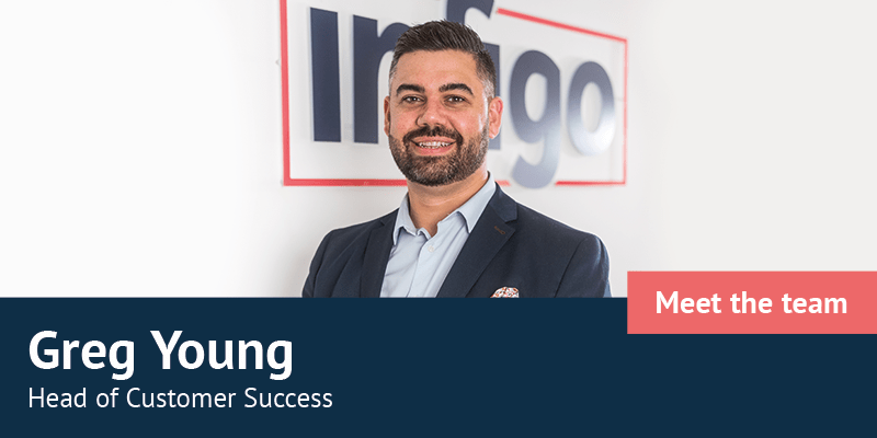 Greg Young in front of Infigo logo