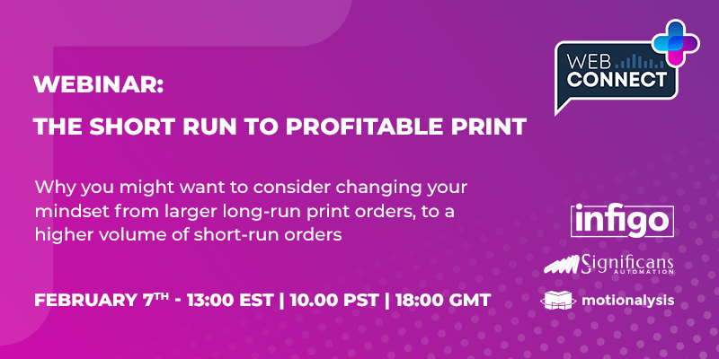 Infigo webinar announcement with Web Connect +, Significans Automation, and Motionalysis