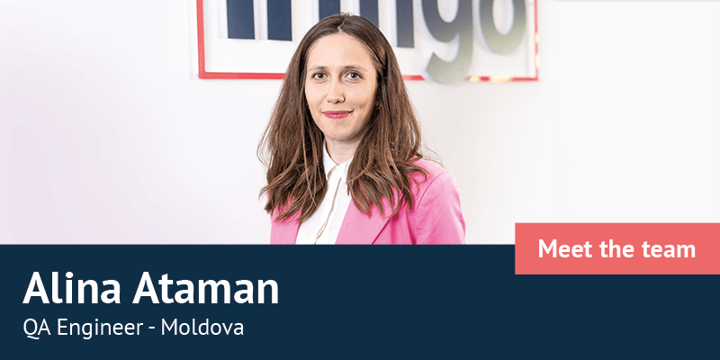 Alina Ataman in front of Infigo logo