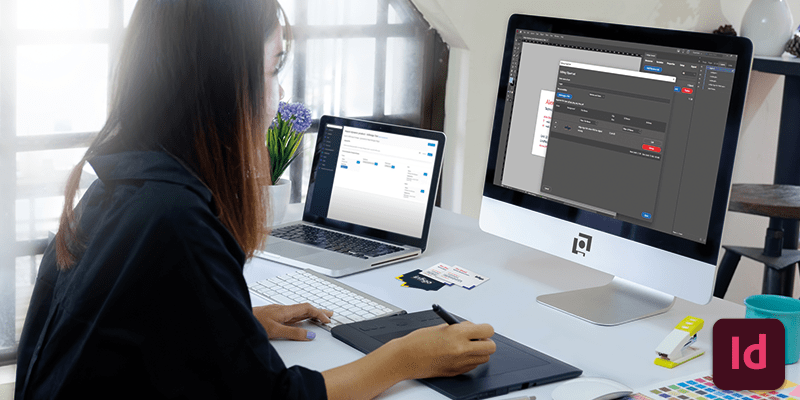 Infigo Indesign plugin on computer screen