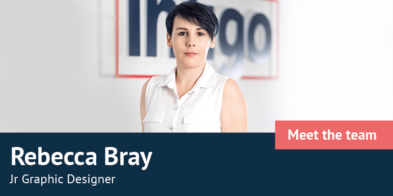 Rebecca Bray In Front of Infigo Logo