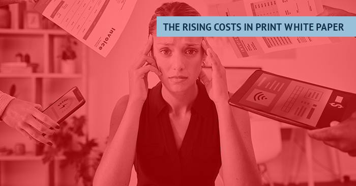 Woman looking worried with invoices falling beside her