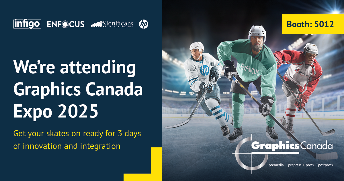 HP, Enfocus, and Significans branded Ice Hockey Players on Hockey Rink