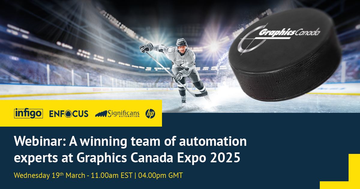 Graphics Canada branded hockey puck flying towards camera