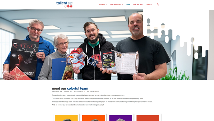 Talient Action Group Team Landing Page