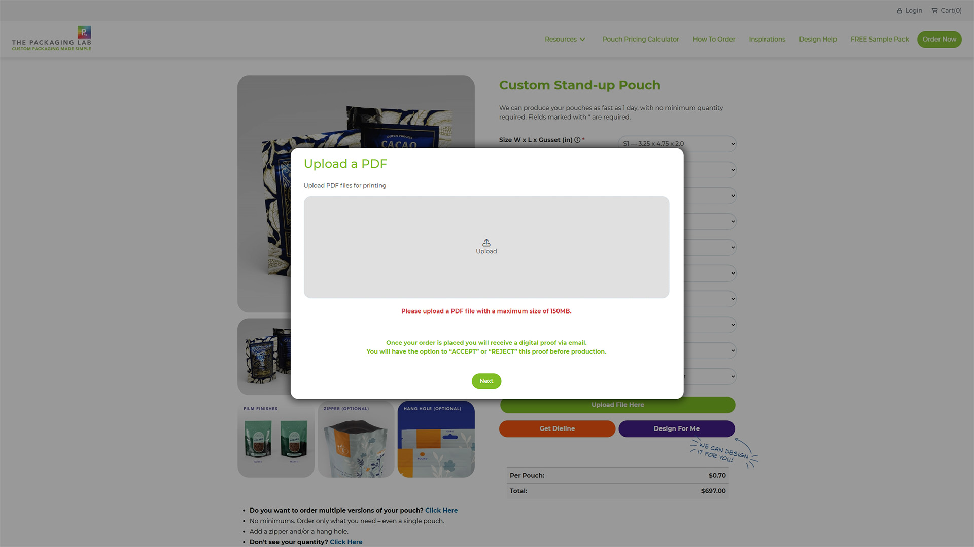 The Packaging Lab Upload File Mockup
