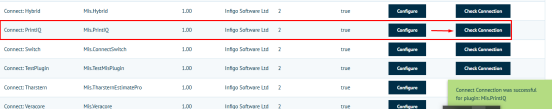Checking MIS Plugin Connection on Infigo