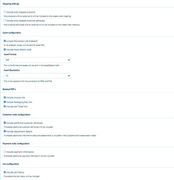 Example of MIS Settings in Infigo Dashboard