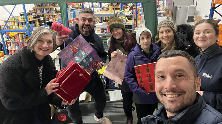 Infigo Team at Crawley Food Bank During Easter Food Drive